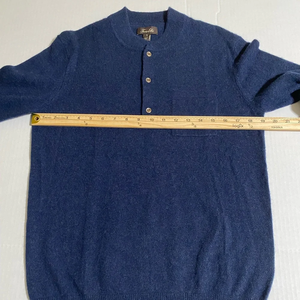 NWT Tasso Elba Men's 100% Cashmere Henley Sweater Navy Size S